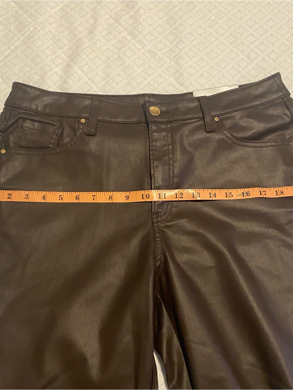 Chico's Brown Denim Coated Pants Women’s Size 14R - Picture 8 of 10